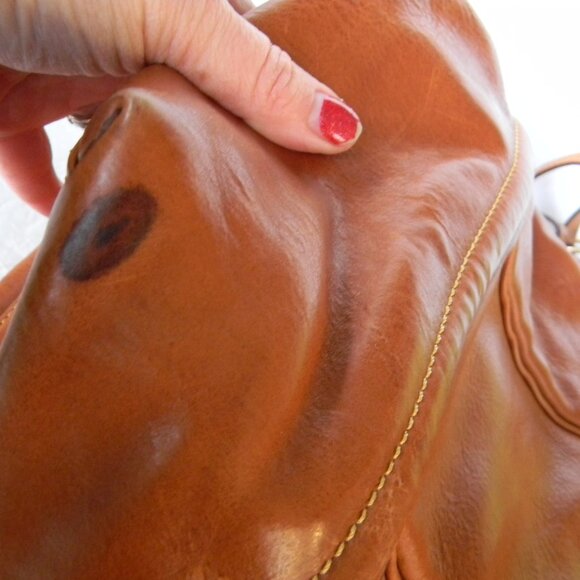 DOONEY & BOURKE FLORENTINE NATURAL TAN LEATHER BUCKLEY BUCKET DRAWSTRING BAG - Picture 12 of 16